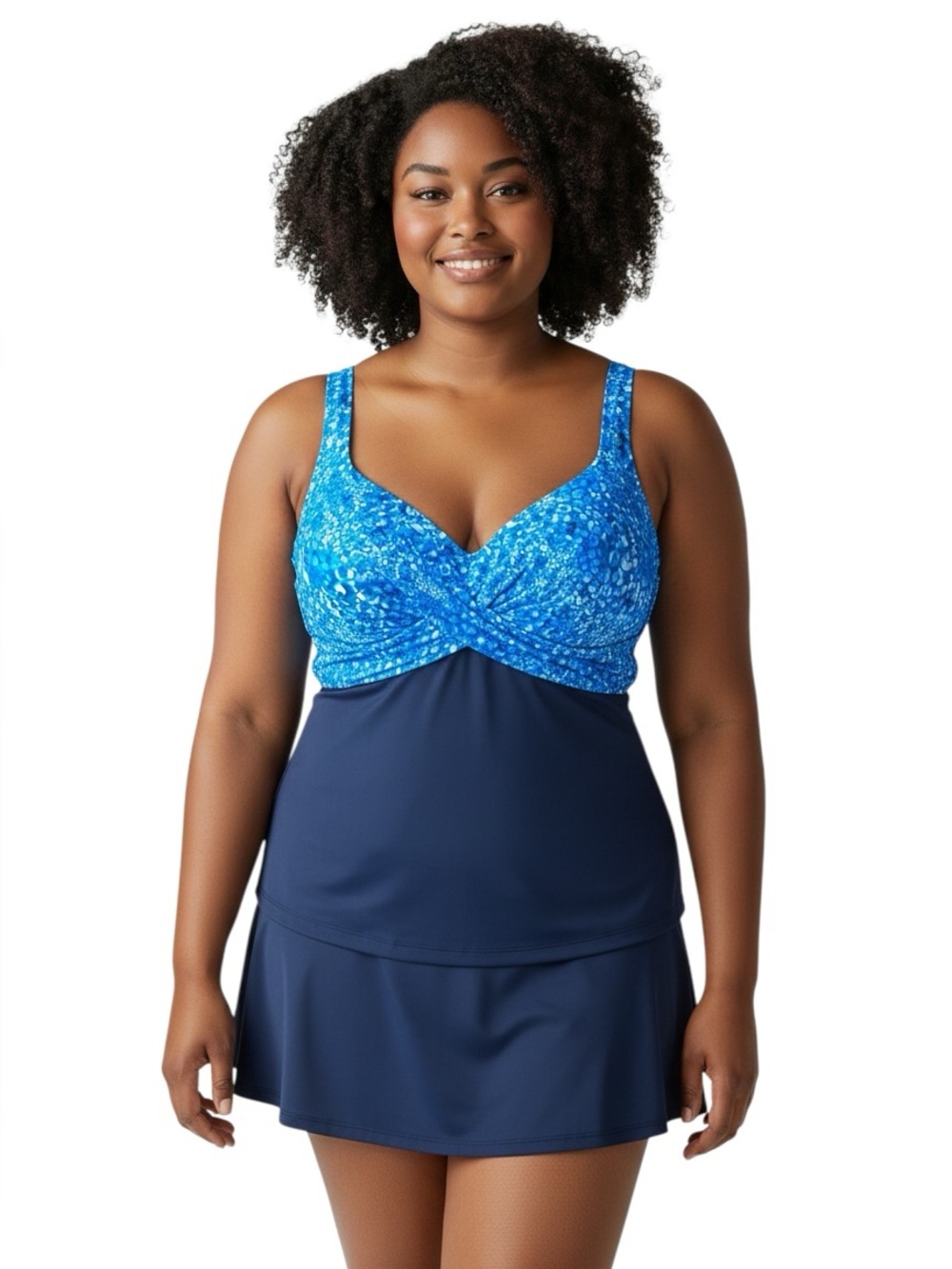 Swim365 Blue Criss Cross Tankini Top, 46DDD - Picture 10 of 10